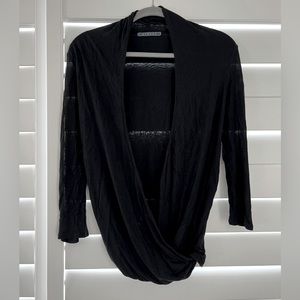 Velvet by Graham & Spencer Black Wrap Top - Medium